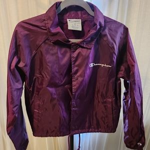 Champion Women's burgandy large cropped windbreaker
